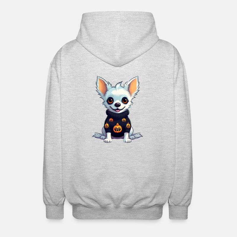 Chihuahua Hallooween Pullover - Unisex Kapuzenjacke - Hellgrau meliert