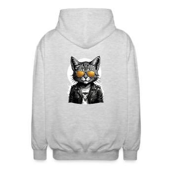Cat Rocker Cat HardRock Gift - Veste à capuche unisexe - gris clair chiné - Dos - AI Model Male 185 light (185cm)