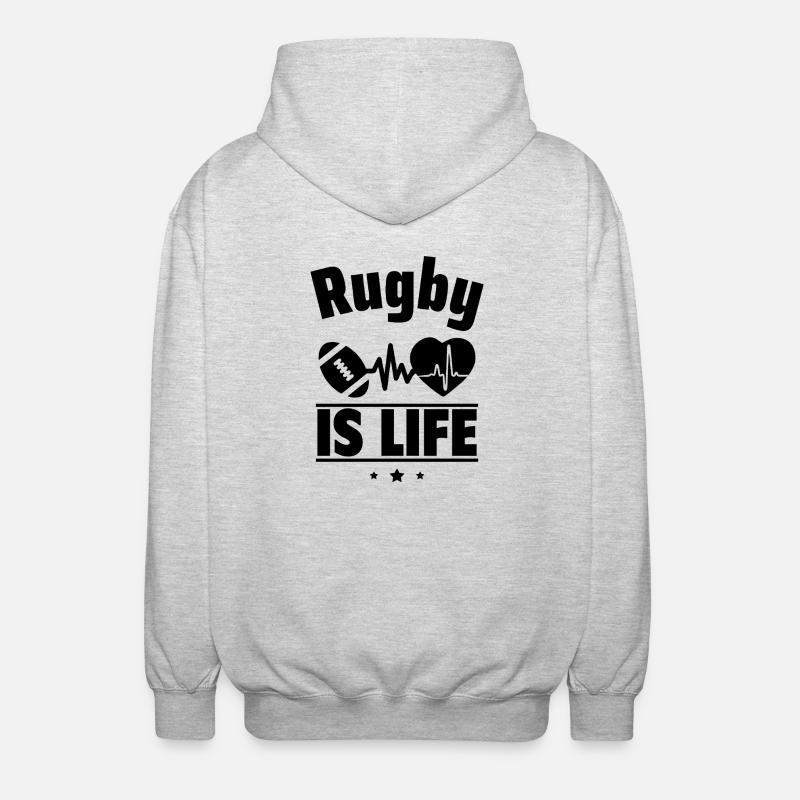 Le rugby, c’est la vie - Veste à capuche unisexe - gris clair chiné