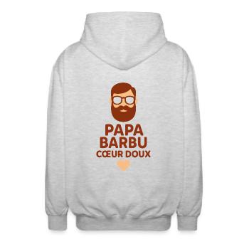 Papa barbu, cœur doux cadeau fête des pères Noël - Veste à capuche unisexe - gris clair chiné - Dos - AI Model Male 185 light (185cm)