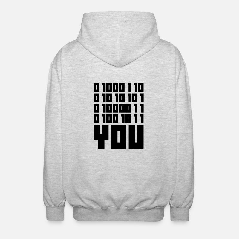 FUCK YOU - Binary code - Unisex Hooded Jacket - light heather grey