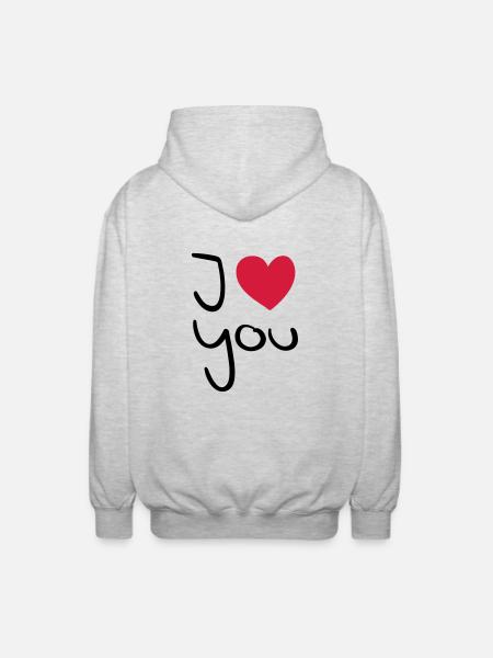love_you_3_f2 - Unisex Hooded Jacket - light heather grey