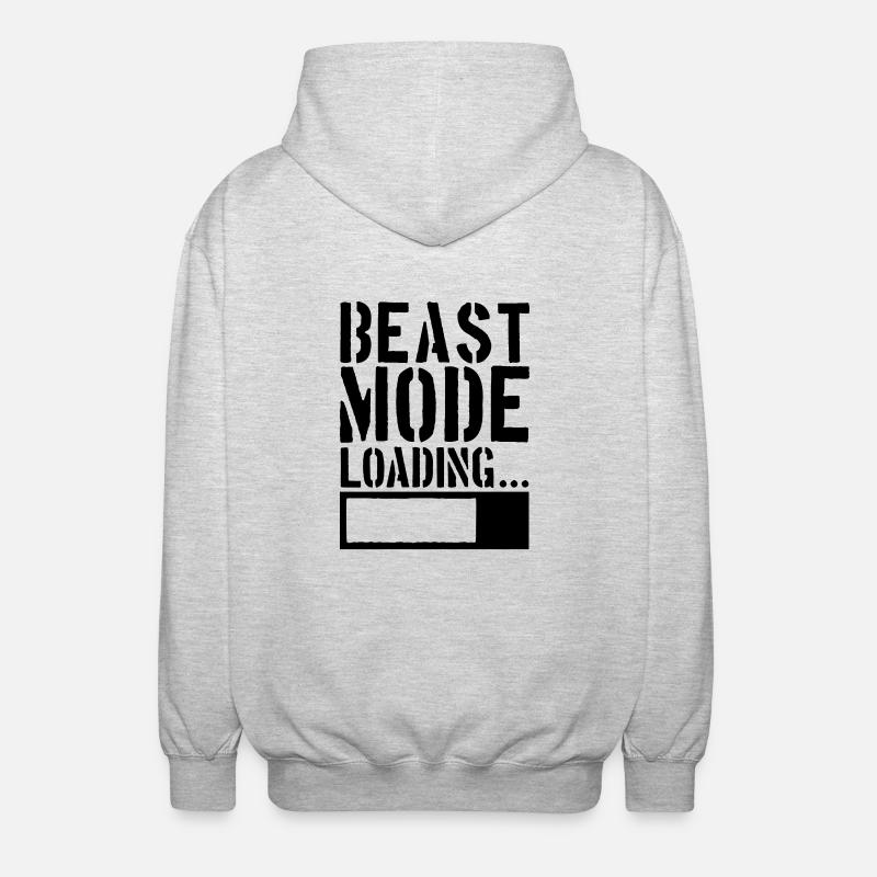 Caution Beast Mode Loading - Unisex Kapuzenjacke - Hellgrau meliert