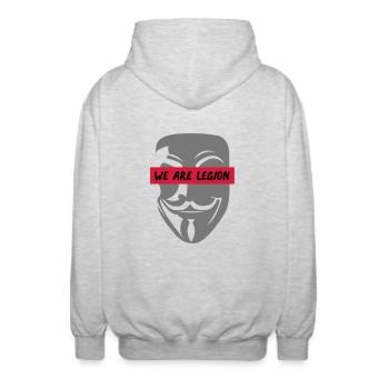 anonymous_we_are_legion_002 - Veste à capuche unisexe - gris clair chiné - Dos - AI Model Male 185 light (185cm)