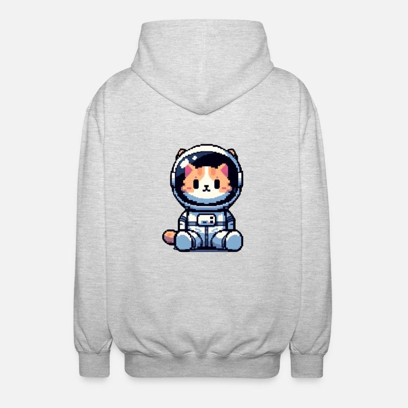 Cosmic Cat Entdecker - Unisex Kapuzenjacke - Hellgrau meliert