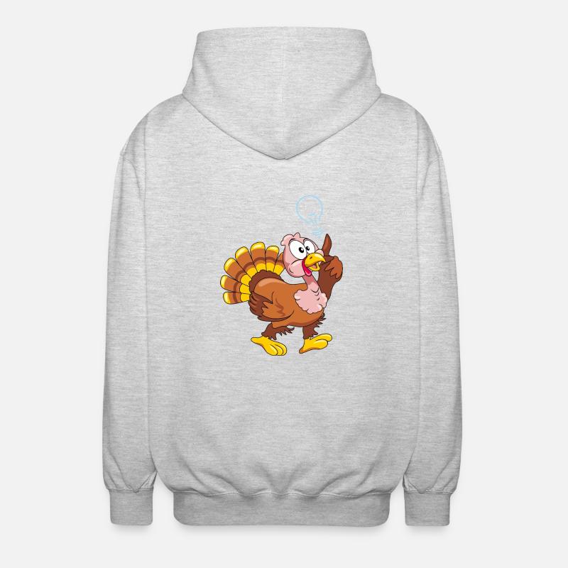 Funny turkey has an idea - Unisex Hooded Jacket - light heather grey