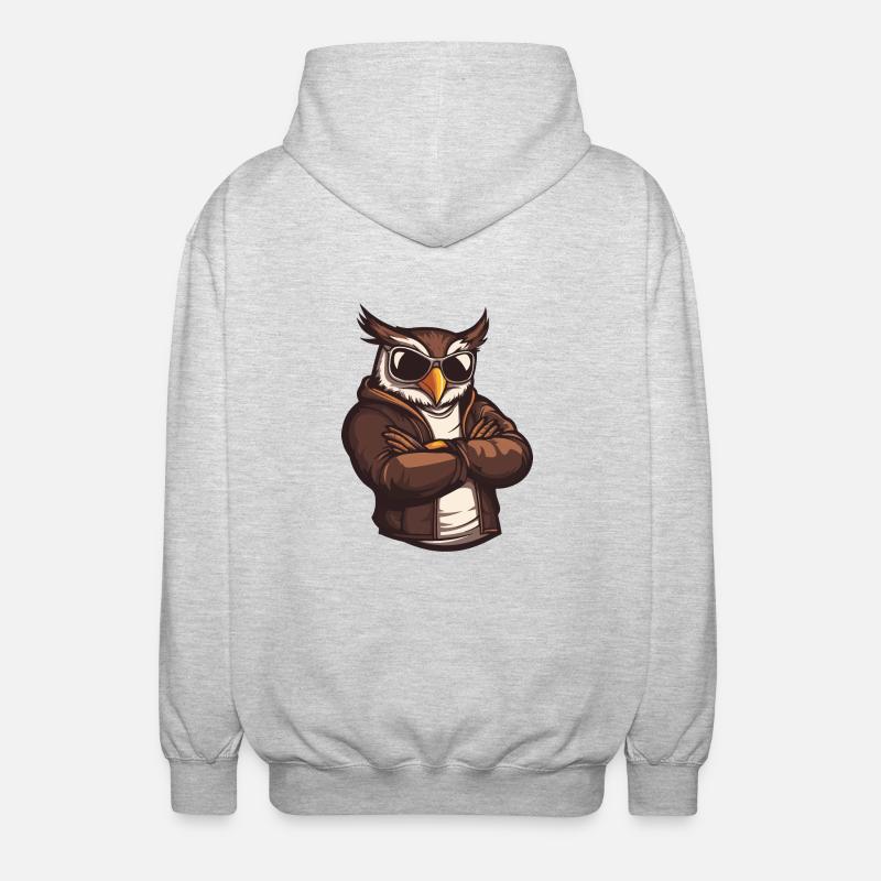 Owl Comic Cool - Unisex Hooded Jacket - light heather grey