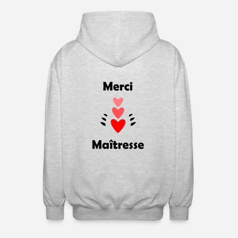 MAÎTRESSE. MERCI. MERCI MAÎTRESSE - Veste à capuche unisexe - gris clair chiné