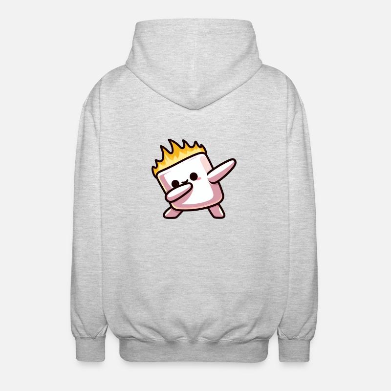 Marshmallow Fire Flame Grilling Dab - Unisex Hooded Jacket - light heather grey