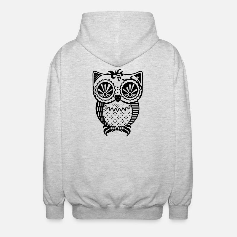 Patchwork owl - Unisex Hooded Jacket - light heather grey