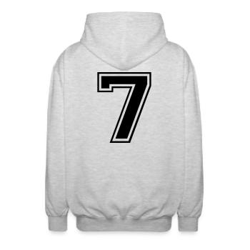 7 Nummer Rugby Fußball - Unisex Kapuzenjacke - Hellgrau meliert - Hinten - AI Model Male 185 light (185cm)