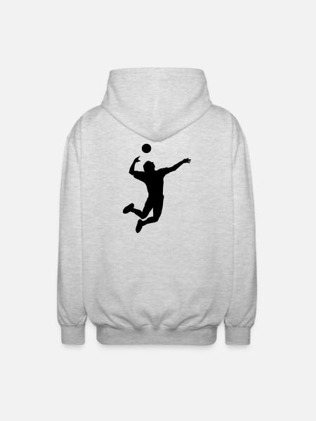 Volleyball gesprungen Schlag oder Service - Unisex Kapuzenjacke - Hellgrau meliert