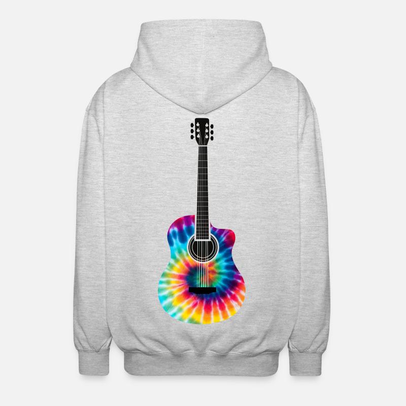 Mehrfarbiges Batik-Gitarrendesign - Unisex Kapuzenjacke - Hellgrau meliert
