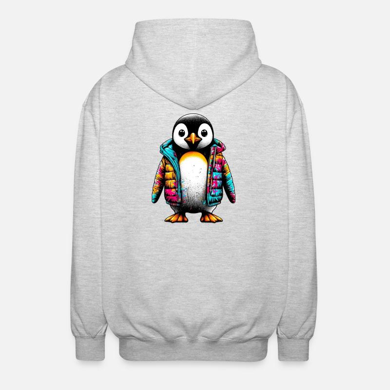Penguin with jacket jacket - Unisex Hooded Jacket - light heather grey