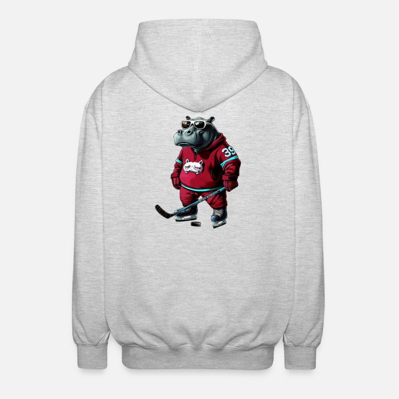 Nilpferde Eishockey - Unisex Kapuzenjacke - Hellgrau meliert