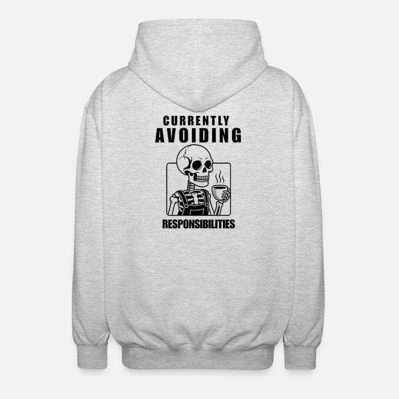 Currently Avoiding Responsibilities Skeleton - Unisex Kapuzenjacke - Hellgrau meliert