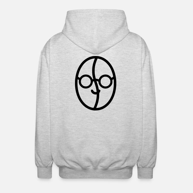 Kaffee-Liebe: Kaffeebohne mit Brille - Unisex Kapuzenjacke - Hellgrau meliert