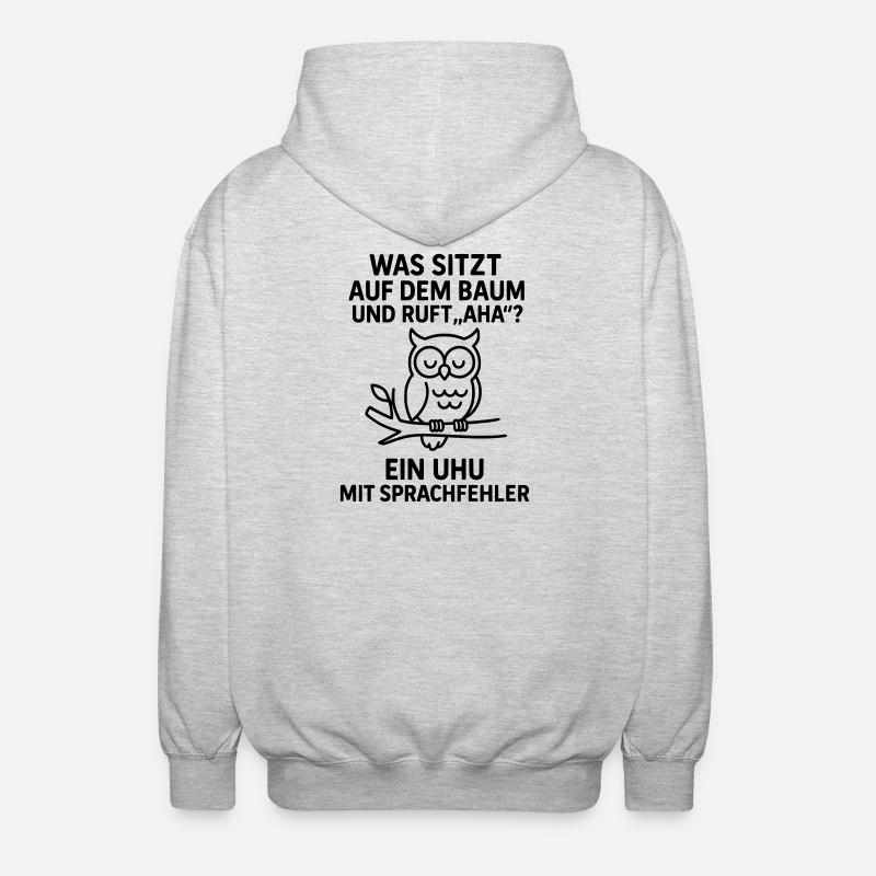 Eagle Owl Speech Error Joke - Unisex Hooded Jacket - light heather grey
