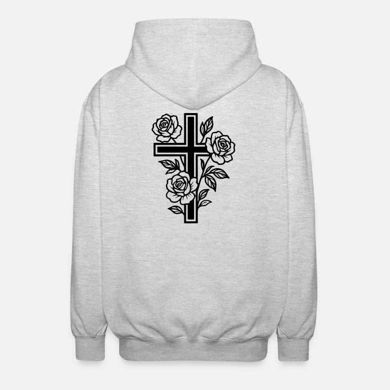 Fleurs à symbole de croix - Veste à capuche unisexe - gris clair chiné