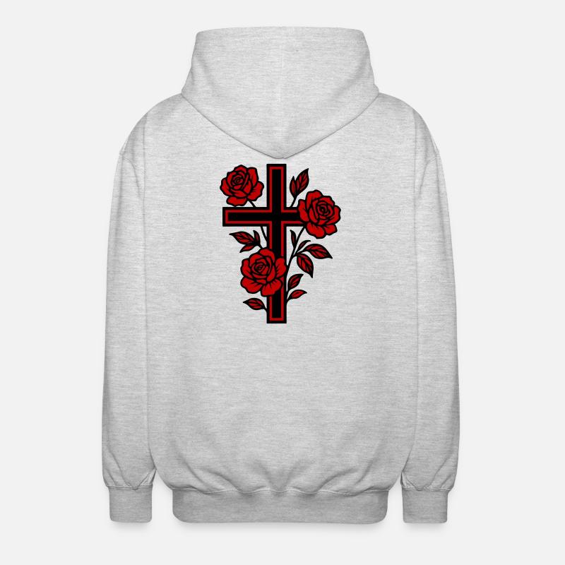 Fleurs à symbole de croix - Veste à capuche unisexe - gris clair chiné