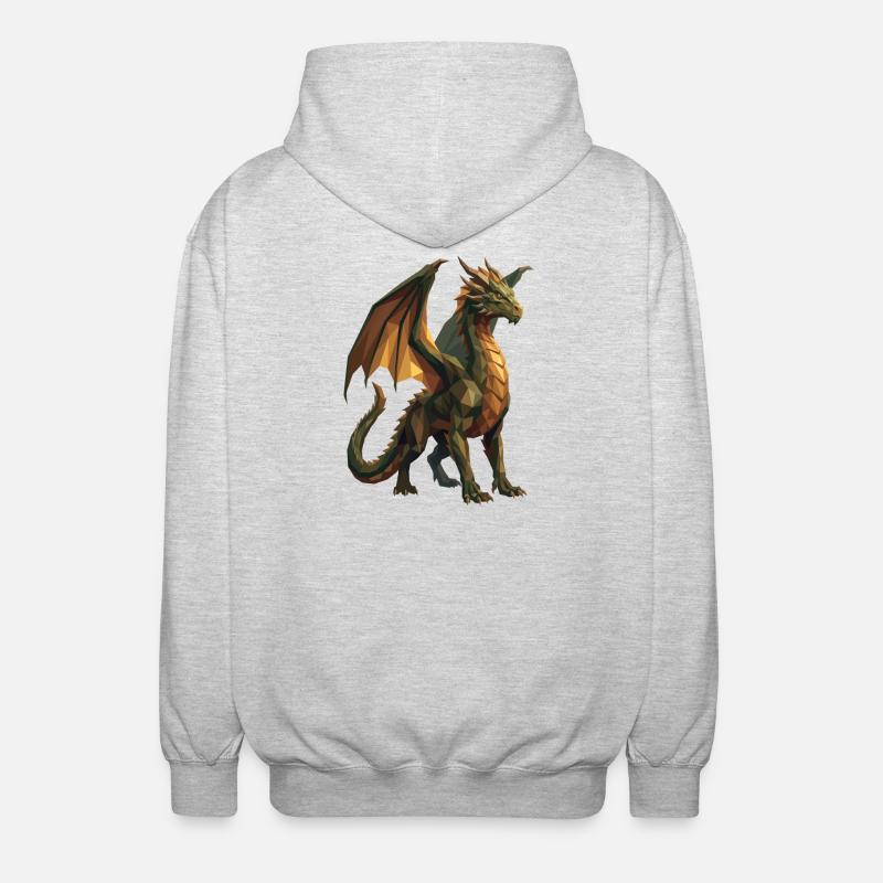 Art géométrique low poly Green Dragon - Veste à capuche unisexe - gris clair chiné