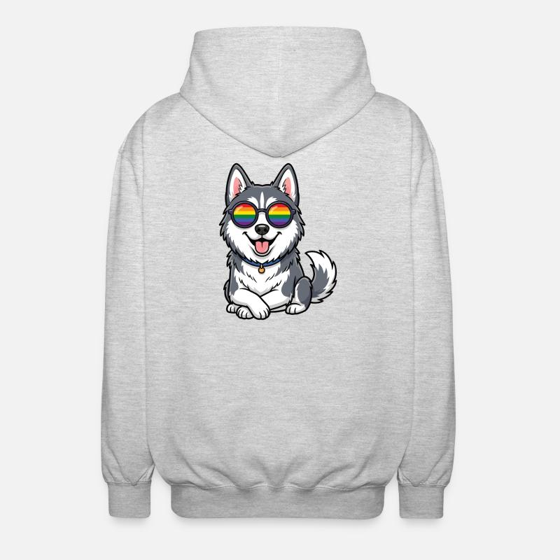 LGBT-Pride-Monat – Süßer Husky - Unisex Kapuzenjacke - Hellgrau meliert
