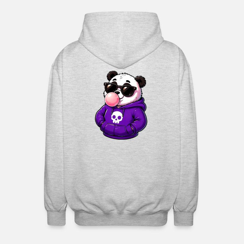 Cool_Panda_Bubblegum_Attitude - Unisex Kapuzenjacke - Hellgrau meliert