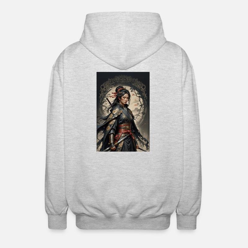 Guerrier Samouraï Sombre en kimono - Veste à capuche unisexe - gris clair chiné