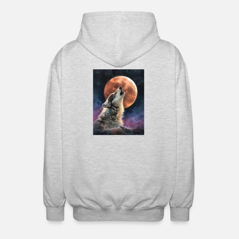 howling wolf - Unisex Hooded Jacket - light heather grey