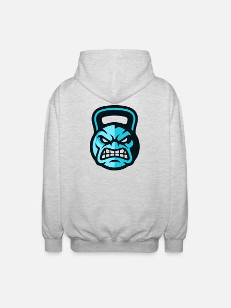 Workout Kettlebell Logo - Unisex Hooded Jacket - light heather grey