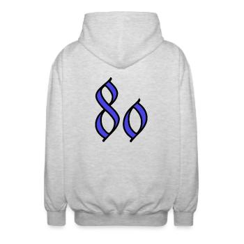 80. 80 JAHRE. 80. JAHRESTAG. 80-JÄHRIGES JUBILÄUM. - Unisex Kapuzenjacke - Hellgrau meliert - Hinten - AI Model Male 185 light (185cm)
