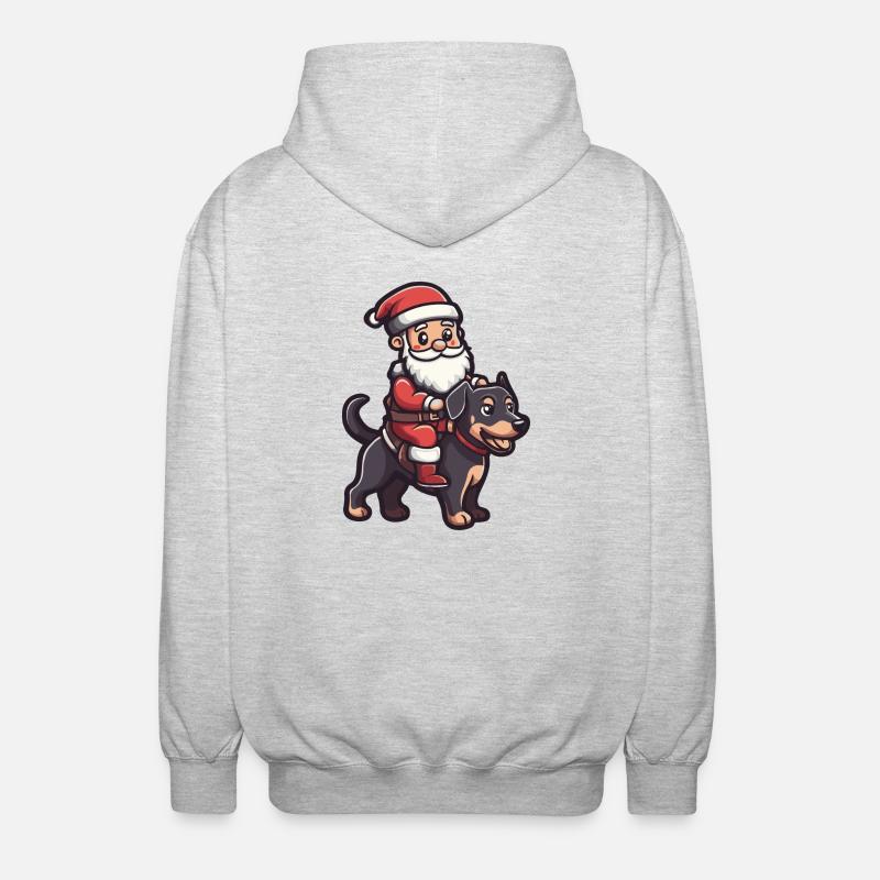 Doberman Chien Père Noël - Veste à capuche unisexe - gris clair chiné