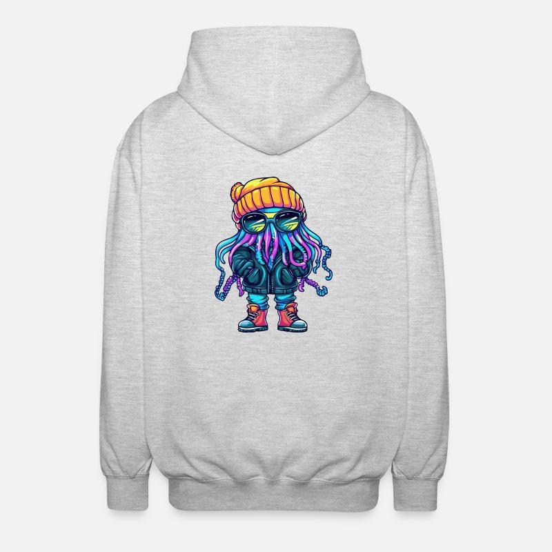 Qualle Winter Comic - Unisex Kapuzenjacke - Hellgrau meliert