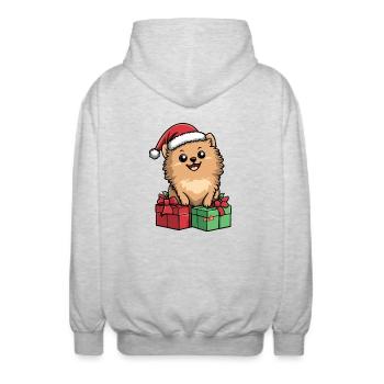Pomeranian Hund Weihnachten Geschenke - Unisex Kapuzenjacke - Hellgrau meliert - Hinten - AI Model Male 185 light (185cm)