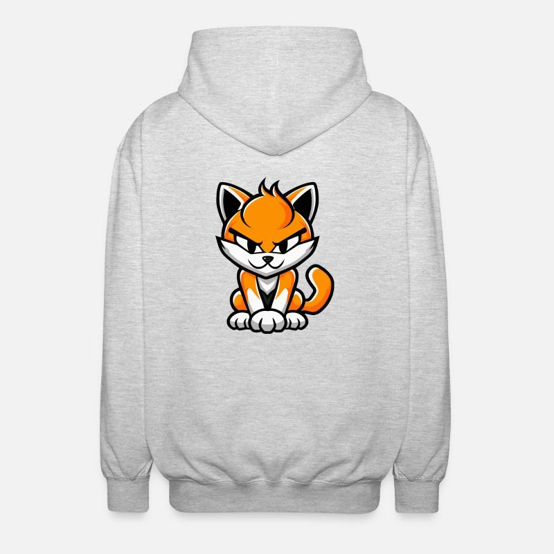 Katze Comic - Unisex Kapuzenjacke - Hellgrau meliert