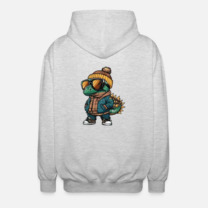 Dinosaure stégosaure Bande dessinée cool - Veste à capuche unisexe - gris clair chiné