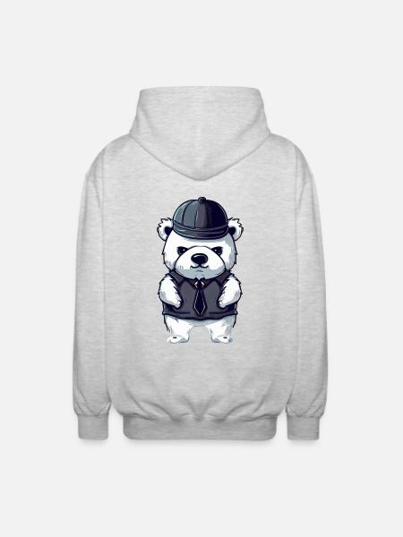 Cooler Gangster Eisbär - Unisex Kapuzenjacke - Hellgrau meliert