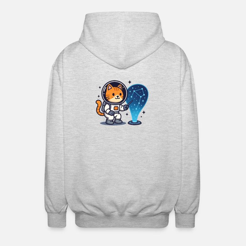 Constellation du chat de l’espace – Kawaii - Veste à capuche unisexe - gris clair chiné