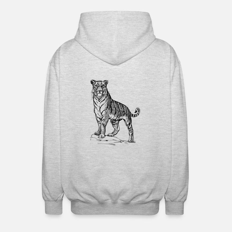 Tiger noir et withe - Veste à capuche unisexe - gris clair chiné