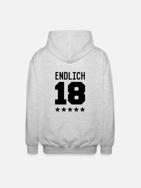 Endlich 18 - Unisex Kapuzenjacke - Hellgrau meliert