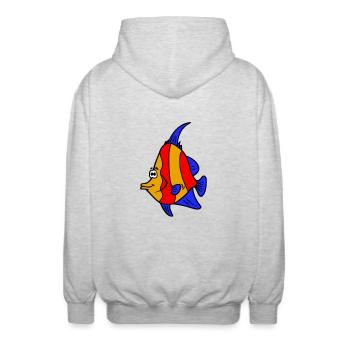 poisson - Veste à capuche unisexe - gris clair chiné - Dos - AI Model Male 185 light (185cm)