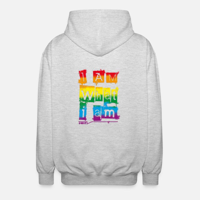 Ich bin was ich bin - Unisex Kapuzenjacke - Hellgrau meliert