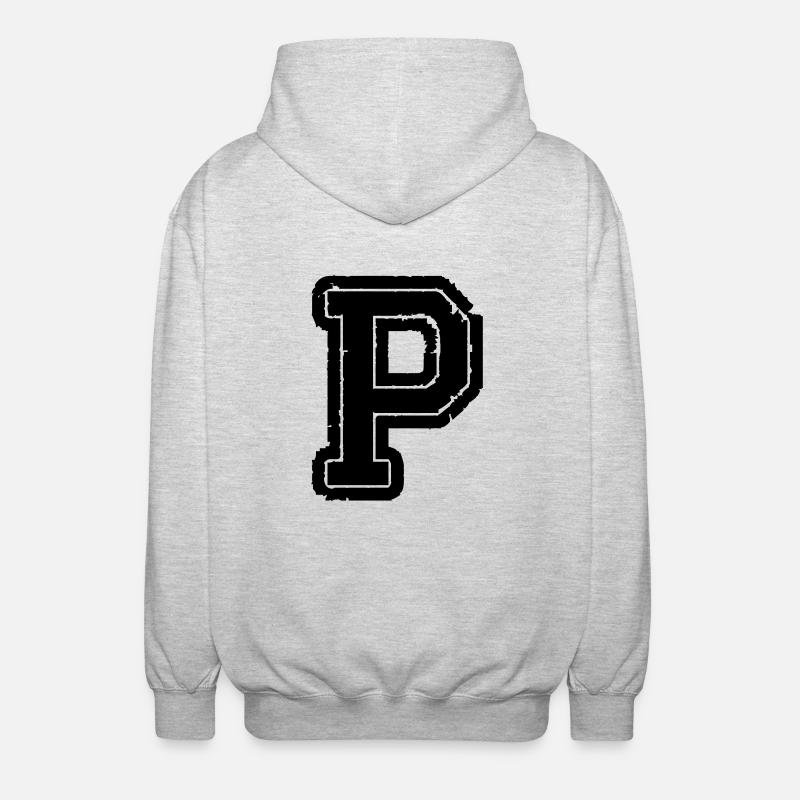 lettre P - Veste à capuche unisexe - gris clair chiné