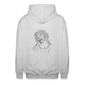 jesus christus - Unisex Kapuzenjacke - Hellgrau meliert - Hinten - AI Model Male 185 light (185cm)