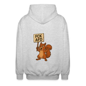 Animals are also anti-fascists! - Unisex Hooded Jacket - light heather grey - Back - AI Model Male 185 light (185cm)