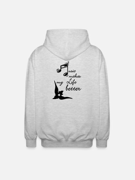 Music makes my Life better - Unisex Hooded Jacket - light heather grey
