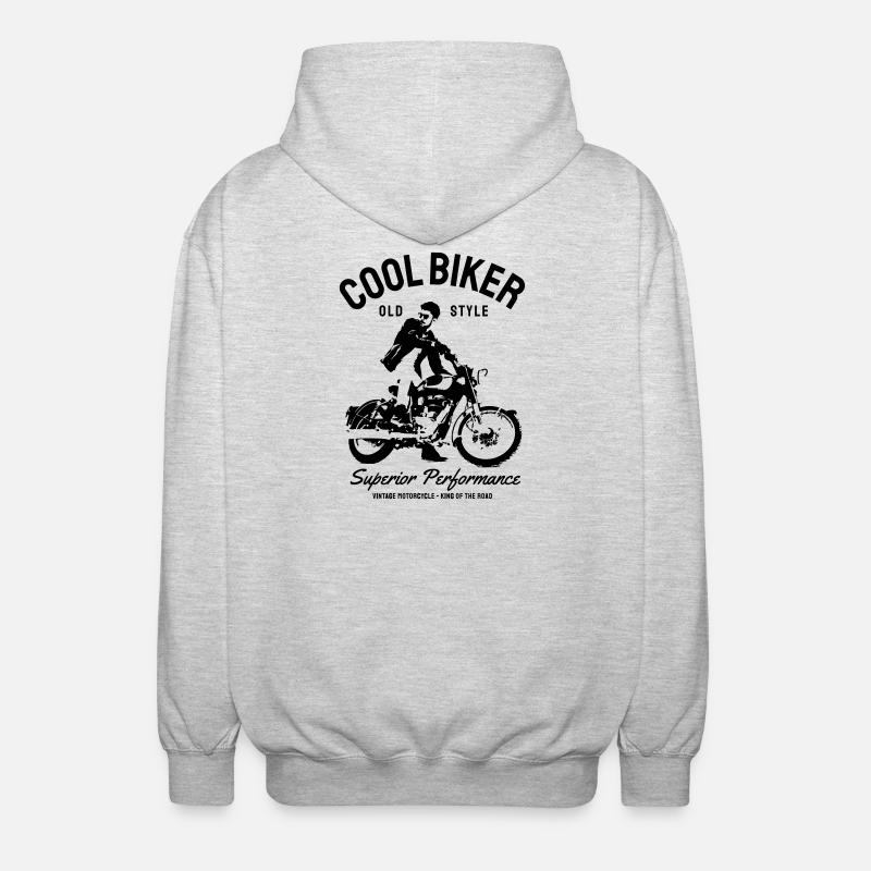 Biker Motorcycle Design - Unisex Hooded Jacket - light heather grey