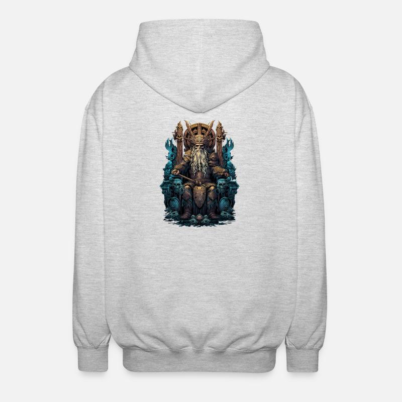 Vikings Odin Sons Throne Valhalla Valhalla - Unisex Hooded Jacket - light heather grey