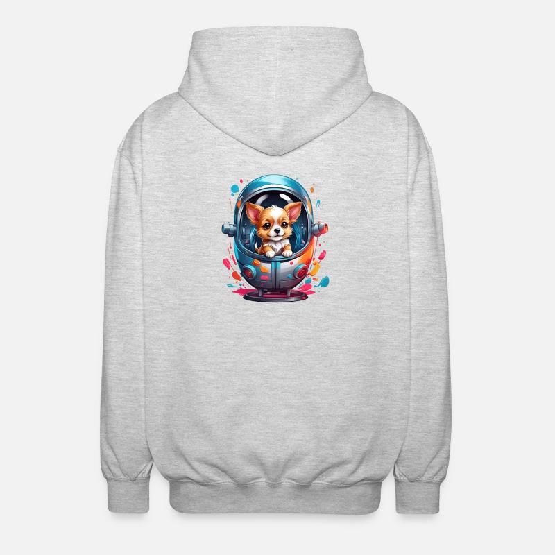 Chiot de l’espace en combinaison spatiale - Veste à capuche unisexe - gris clair chiné