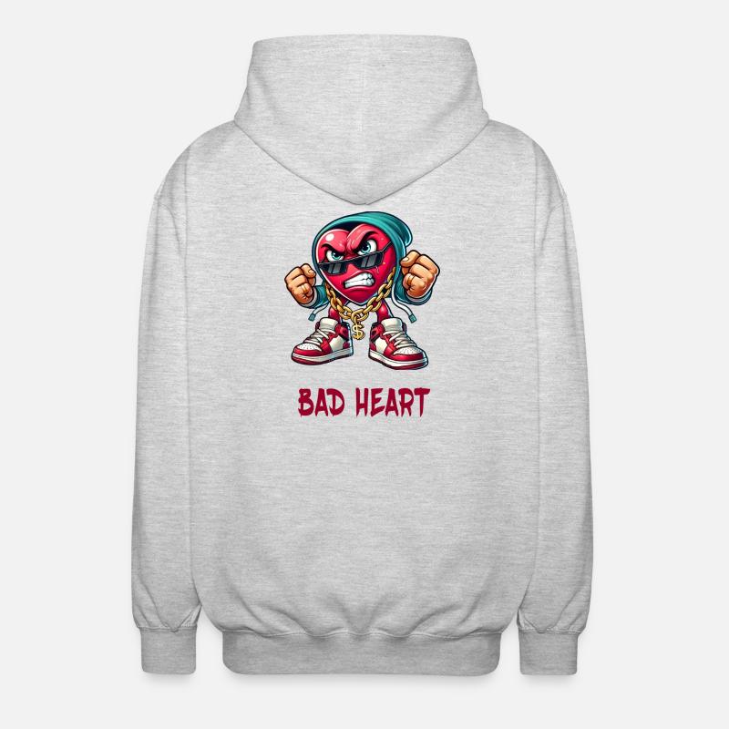 Böses Herz Design - Unisex Kapuzenjacke - Hellgrau meliert